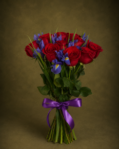 Bouquet de roses et d'iris